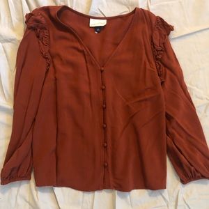 Burnt Orange Button Blouse